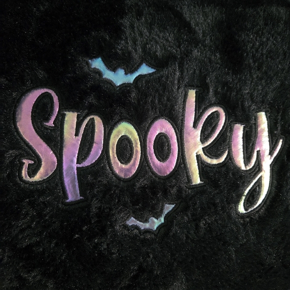 🦇Black Iridescent Spooky Bat Throw Toss Halloween Pillow - Picture 3 of 3